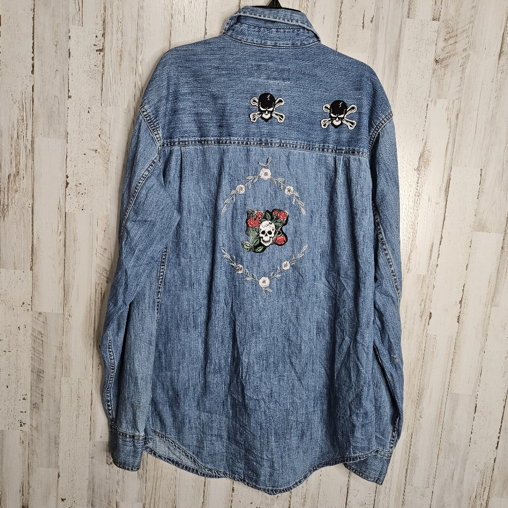 Levi's Signature Denim Chambray Long Sleeve Upcycled Shirt Button Front Unisex - Picture 13 of 13